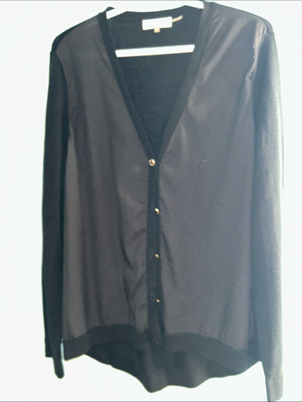 Lightweight Black V-Neck Button Cardigan